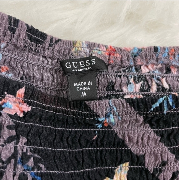 Guess Off The Shoulder Bell Sleeve Floral Dress in Purple, Size Medium - Picture 6 of 6